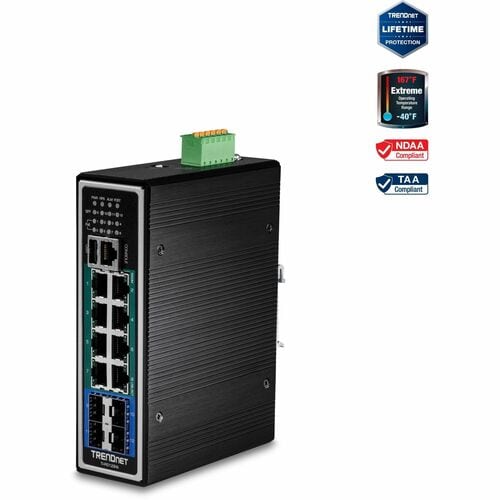 12PORT HARDENED INDUSTRIAL GB POE+ LAYER 2+ MANAGED DIN-RAIL SW - TI-PG1284I