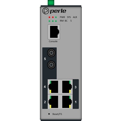Perle IDS-205F - Managed Industrial Ethernet Switch with Fiber - 5 Ports - Manageable - Fast Ethernet, Gigabit Ethernet - 10/100/1000Base-T, 100Base-BX - 2 Layer Supported - Twisted - 7012170