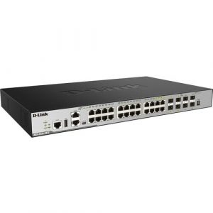 D-Link 28-Port Layer 3 Stackable Managed Gigabit Switch including 4 10GbE Ports - 24 Ports - Manageable - Gigabit Ethernet, 10 Gigabit Ethernet - 10/100/1000Base-TX, 10GBase-SR, 10GBase-LR, 1000Base-LX, - DGS-3630-28TC/SI