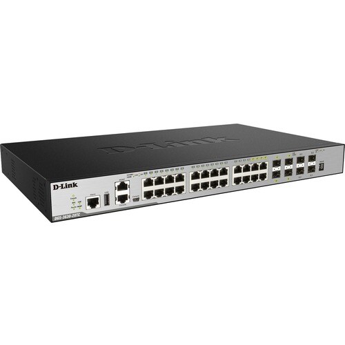 D-Link 28-Port Layer 3 Stackable Managed Gigabit Switch including 4 10GbE Ports - 24 Ports - Manageable - Gigabit Ethernet, 10 Gigabit Ethernet - 10/100/1000Base-TX, 10GBase-SR, 10GBase-LR, 1000Base-LX, - DGS-3630-28TC/SI