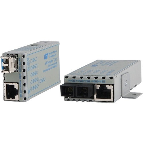 Omnitron Systems Gigabit Fiber Media Converter - Network (RJ-45) - Gigabit Ethernet - 10/100/1000Base-T, 1000Base-X - SFP - AC Adapter - Wall Mountable 1239-0-1Z - 1239-0-1Z