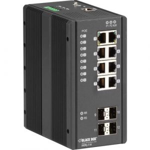 Black Box Hardened Managed Ethernet Switch - 8 Ports - Manageable - Gigabit Ethernet - 1000Base-X, 10/100/1000Base-T - 2 Layer Supported - 4 SFP Slots - 14 W - LIE1014A