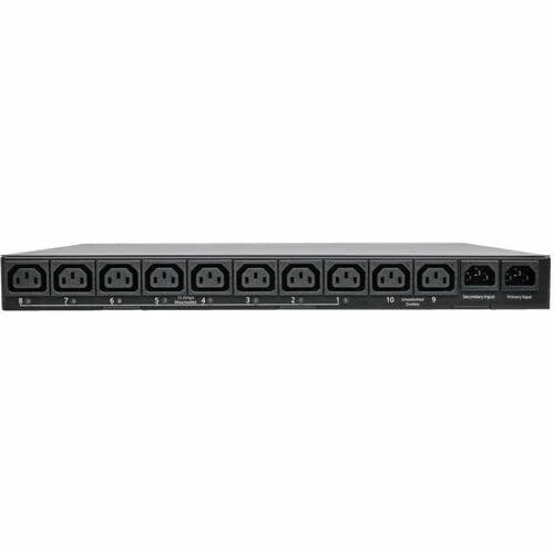 Eaton Tripp Lite Series 2.4kW Single-Phase Switched Automatic Transfer Switch PDU, Two 200-240V C14 Inlets, 10 C13 Outputs, 1U, TAA - IEC 60320 C14 - 10 x IEC - PDUMH15HVATNET - Image 4