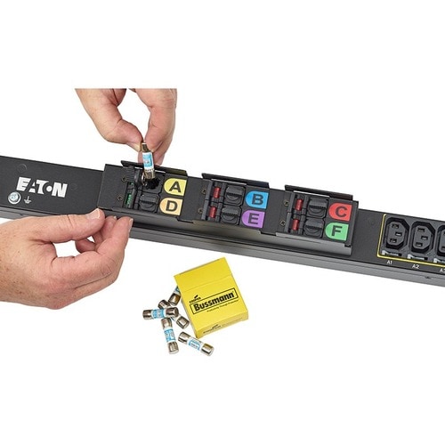 Eaton fuse disconnect rack PDU, 0U, L22-30P input, 17.3 kW max, 230/400V, 24A, 10 ft cord, Three-phase, Outlets: (24) C13 Outlet grip, (6) C19 Outlet grip - NEMA - EMI351-10