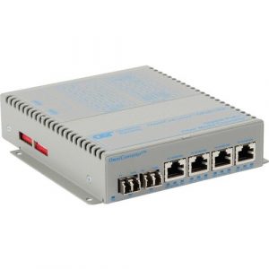 Omnitron Systems OmniConverter GPoE+/SX 4x PoE+ 2x LC Multimode 550m US AC Powered - Network (RJ-45) - 4x PoE+ (RJ-45) Ports - 2 x LC Ports - Multi-mode - 9446-0-241