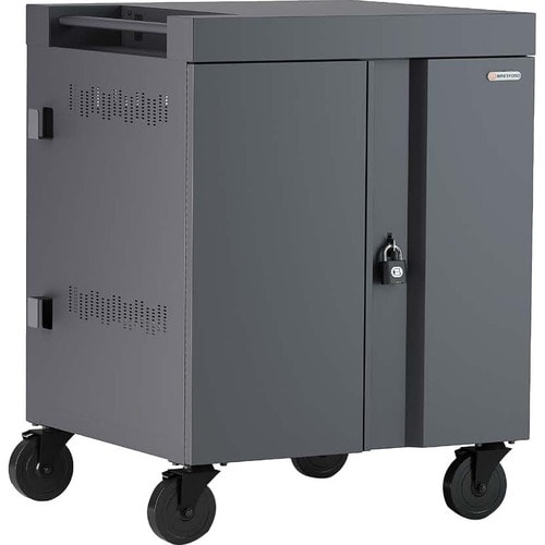 Bretford CUBE Cart - 1 Shelf - 4 Casters - Steel - 30" Width x 26.50" Depth x 37.50" Height - Charcoal - For 16 Devices TVC16PAC-CK - TVC16PAC-CK - Image 3