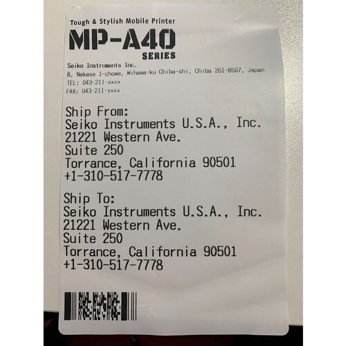 203DPI MP-A40 MOBILE PRINTER BLUETOOTH 100MM/SEC 112MM/80MM - MP-A40-BT-00A - Image 5