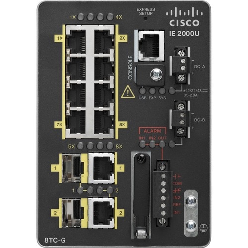 Cisco IE-2000U-8TC-G Layer 3 Switch - 8 Ports - Manageable - Fast Ethernet, Gigabit Ethernet - 10/100Base-TX, 10/100/1000Base-T, 1000Base-X - Refurbished - 3 Layer Supported - Modular - - IE-2000U-8TC-G-RF