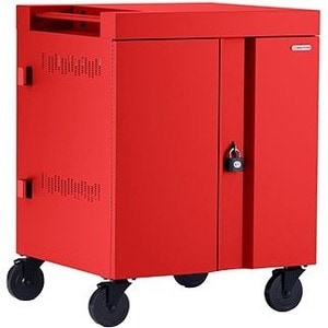 Bretford CUBE Cart AC for Up to 16 Devices w/Back Panel, Red Paint - 1 Shelf - Steel - 30" Width x 26.50" Depth x 37.50" Height - - TVC16PAC-RED