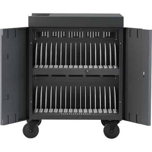 Bretford CUBE Cart - 1 Shelf - Push Handle - 4 Casters - Steel, Polypropylene - 30" Width x 26.50" Depth x 37.50" Height - Black Pumice - - TVC16PAC-BP - Image 9