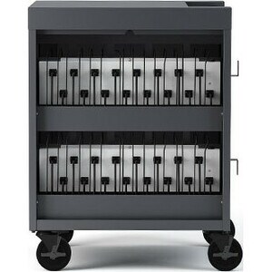 Bretford CUBE Cart - 2 Shelf - Push Handle - 4 Casters - Steel, Polypropylene - 30" Width x 26.50" Depth x 37.50" Height - Black Pumice - - TVC32PAC-BP - Image 5