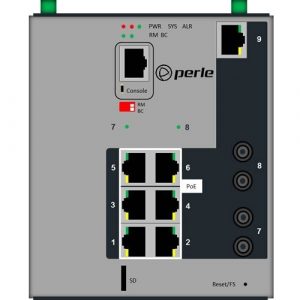 Perle IDS-509F2PP6-T2MD2 -Industrial Managed PoE Switch - 7 Ports - Manageable - Gigabit Ethernet - 10/100/1000Base-T - 2 Layer Supported - Twisted Pair, Optical Fiber - DIN Rail - 7016400
