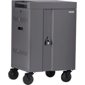 Bretford CUBE Cart Mini Charging Cart AC for 20 Devices, Charcoal Paint - 2 Shelf - Push Handle - Steel - 24" Width x 21" Depth x 37.50" - TVCM20PAC-CK