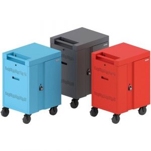 Bretford CUBE Cart Mini Charging Cart AC for 20 Devices, Sky Paint - 2 Shelf - Push Handle - Steel - 24" Width x 21" Depth x 37.50" - TVCM20PAC-SKY