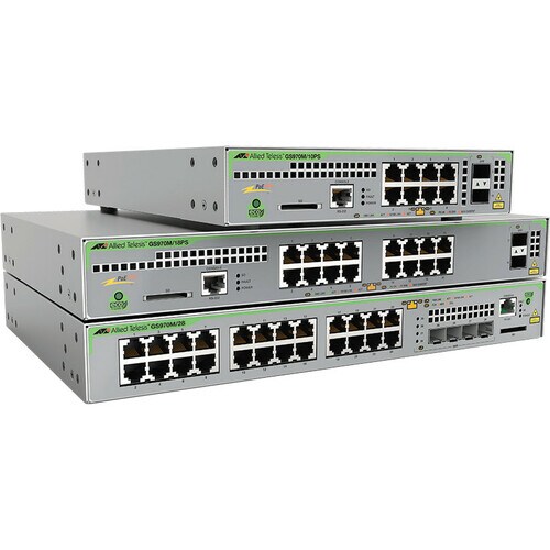L2+ MANAGED 24X10/100/1000MBPS 4XSFP UPLINK SLOT 1FIXED AC US PS - AT-GS970M/28-10 - Image 2