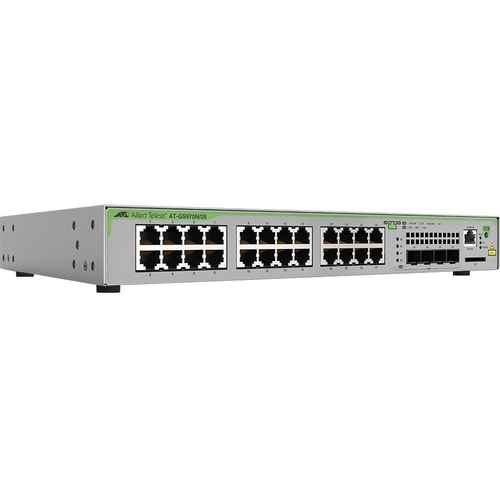 L2+ MANAGED 24X10/100/1000MBPS 4XSFP UPLINK SLOT 1FIXED AC US PS - AT-GS970M/28-10