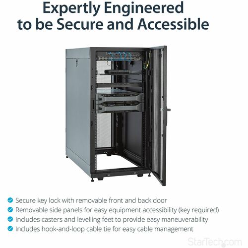 25U SERVER RACK CABINET 4 POST NETWORK EQUIPMENT RACK ENCLOSURE - RK2537BKM - Image 7