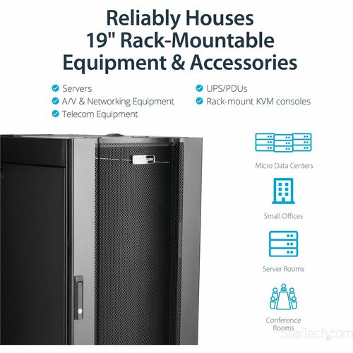 25U SERVER RACK CABINET 4 POST NETWORK EQUIPMENT RACK ENCLOSURE - RK2537BKM - Image 8