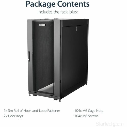 25U SERVER RACK CABINET 4 POST NETWORK EQUIPMENT RACK ENCLOSURE - RK2537BKM - Image 9