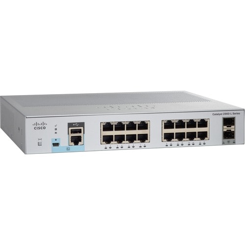 Cisco Catalyst WS-C2960L-16TS-LL Ethernet Switch - 16 Ports - Manageable - Gigabit Ethernet - 1000Base-X, 10/100/1000Base-TX - Refurbished - 4 Layer Supported - Modular - 2 SFP Slots - WS-C2960L16TSLL-RF
