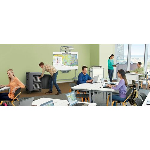 Bretford CUBE Cart Mini - 2 Shelf - Steel - 24" Width x 21" Depth x 37.50" Height - Platinum - For 20 Devices TVCM20PAC-PM - Image 2