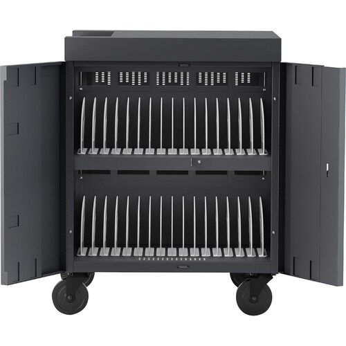 Bretford CUBE Cart - 2 Shelf - Push Handle - 4 Casters - Steel, Polypropylene - 30" Width x 26.50" Depth x 37.50" Height - Charcoal - For - TVC32PAC-SPLOCK - Image 9