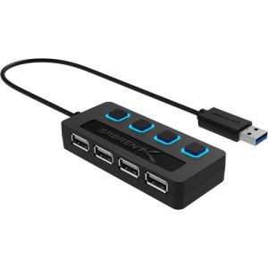 100PK 4PORT HB-UMLS USB 2.0 HUB POWER SWITCHES BLACK - HB-UMLS-PK100