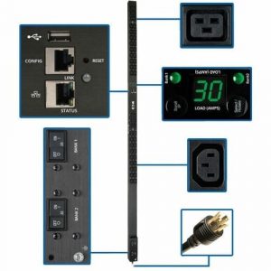 Eaton 5.5kW Single-Phase Monitored PDU, LX Interface, 208/230V Outlets (36 C13/6 C19), L6-30P, 10 ft. (3.05 m) Cord, 0U 1.8m/70 in. Height, TAA - Monitored - NEMA L6-30P - PDUMNV30HV2LX