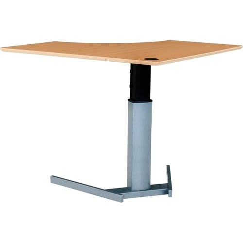 CORNER MELAMINE BEECH VENEER TABLETOP WITH STEEL FRAME SILVER - Beech, Lacquer - 220 lb Capacity - 26" to 46" Adjustment - 47.25" Table Top - 501-19 8S095 120H B