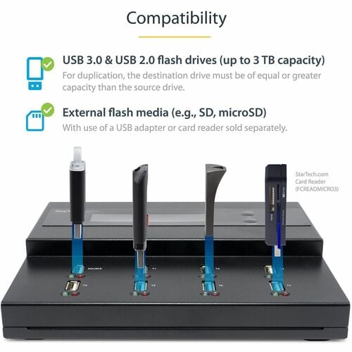 StarTech.com Standalone 1 to 7 USB Thumb Drive Duplicator/Eraser, Multiple USB Flash Drive Copier/Cloner, Sector-by-Sector Copy, Sanitizer - 1 to 7 Standalone USB Flash Drive Duplicator/Eraser, Cloner/Sanitizer; Supports - USBDUPE17 - Image 4