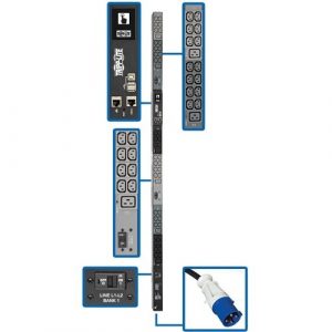 Eaton Tripp Lite Series 14.5kW 200-240V 3PH Monitored PDU - LX Interface, Gigabit, 48 Outlets, IEC-309 60A Blue Input, LCD, 1.8 m Cord, 0U 1.8 m Height, TAA - PDU3EVN6G60B