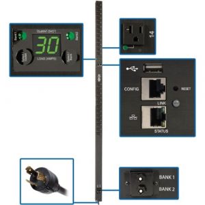 Eaton 2.9kW Single-Phase Switched PDU, LX Platform, Outlet Monitoring, 120V Outlets (24 NEMA 5-15/20R), L5-30P Plug, 0U, TAA - Switched - NEMA L5-30P - 24 x NEMA 5-15/20R - PDUMVR30NETLX
