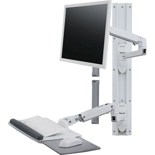Ergotron Wall Mount Track for Keyboard, LCD Monitor, Mouse - White - 1 Display(s) Supported - 32" Screen Support - 30 lb Load Capacity - 75 x 75, - 45-551-216 - Image 6