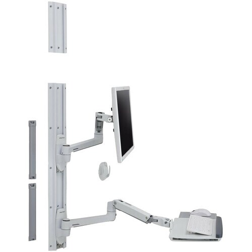 Ergotron Wall Mount Track for Keyboard, LCD Monitor, Mouse - White - 1 Display(s) Supported - 32" Screen Support - 30 lb Load Capacity - 75 x 75, - 45-551-216 - Image 8