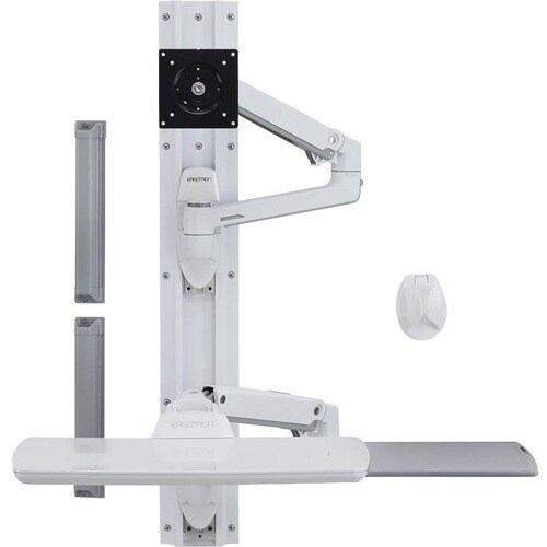 Ergotron Wall Mount Track for Keyboard, LCD Monitor, Mouse - White - 1 Display(s) Supported - 32" Screen Support - 30 lb Load Capacity - 75 x 75, - 45-551-216 - Image 4