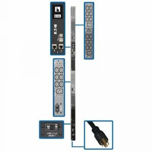 Eaton 8.6kW 208/120V 3PH Monitored PDU - LX Interface, Gigabit, 45 Outlets, L21-30P Input, LCD, 1.8 m Cord, 0U 1.8 m Height, TAA - Monitored - NEMA L21-30P - PDU3EVN6L2130