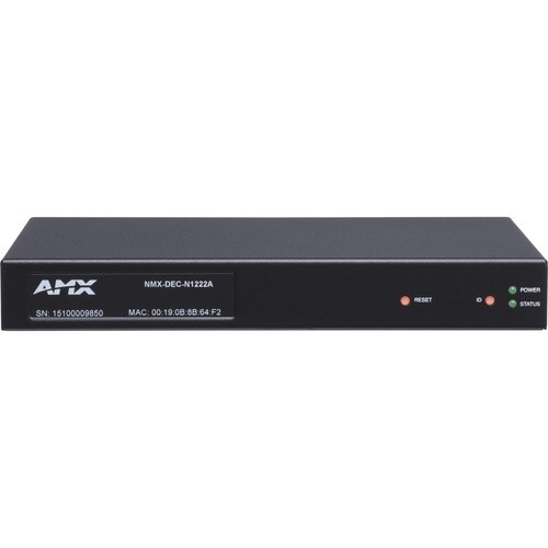 AMX Minimal Proprietary Compression Video Over IP Decoder with PoE, AES67 Support - Functions: Video Decoding, Audio Embedding, Video Scaling - 1920 x 1200 - Network (RJ-45) - - FGN1222A-SA