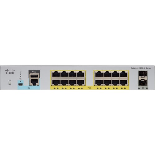 Cisco Catalyst WS-C2960L-16PS-LL Ethernet Switch - 16 Ports - Manageable - Gigabit Ethernet - 10/100/1000Base-T, 1000Base-X - Refurbished - 4 Layer Supported - Modular - 2 SFP Slots - WS-C2960L16PSLL-RF - Image 2