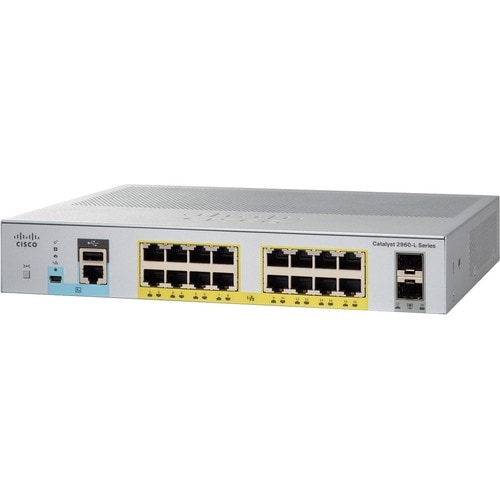 Cisco Catalyst WS-C2960L-16PS-LL Ethernet Switch - 16 Ports - Manageable - Gigabit Ethernet - 10/100/1000Base-T, 1000Base-X - Refurbished - 4 Layer Supported - Modular - 2 SFP Slots - WS-C2960L16PSLL-RF