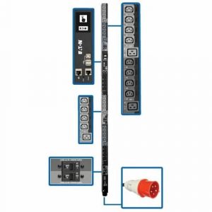 Eaton 23kW 220-240V 3PH Switched PDU - LX Interface, Gigabit, 30 Outlets, IEC 309 32A Red 380-415V Input, LCD, 1.8 m Cord, 0U 1.8 m Height, TAA - - PDU3XEVSR6G32B