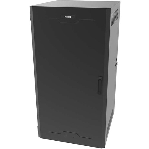 C2G 26RU Swing-Out Wall-Mount Cabinet with Solid Door - Black - TAA - 26U Rack Height - Wall Mountable - Black - Steel - 300 lb Static/Stationary Weight - SWM26RUSD-26-26