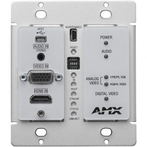 AMX N2300 Series 4K UHD Video Over IP Decor Style Wallplate Encoder with KVM, PoE - 2 Computer(s) - 4K - 4096 x 2160 Maximum Video Resolution - - FGN2315-WP-WH