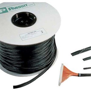 Panduit Braided Expandable Sleeving - Black - 200 ft Length - Polyethylene Terephthalate (PET) - 1 Pack SE200P-TR0 - SE200P-TR0