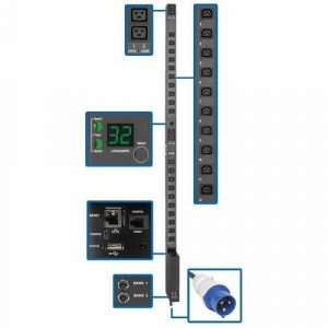 Eaton 7.7kW Single-Phase Switched PDU with LX Platform Interface, 230V Output, IEC 309 32A Blue, 10 ft. (3.05 m) Cord, 0U, TAA - Switched - 4 x IEC - PDUMV32HVNETLX
