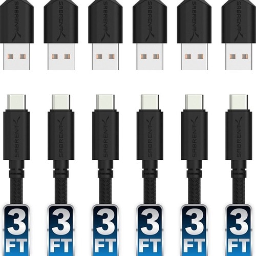 50PK USB 2.0 TO USB-C SYNC AND CHARGE CABLE 6X3FT BRAIDED NYLON - CB-C6X3-PK50