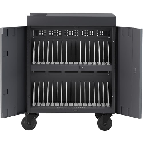 Bretford CUBE Cart - 2 Shelf - Push/Pull Handle - 4 Casters - Steel - 30" Width x 26.50" Depth x 37.50" Height - Black Pumice - For - TVC36PAC-270BP - Image 4