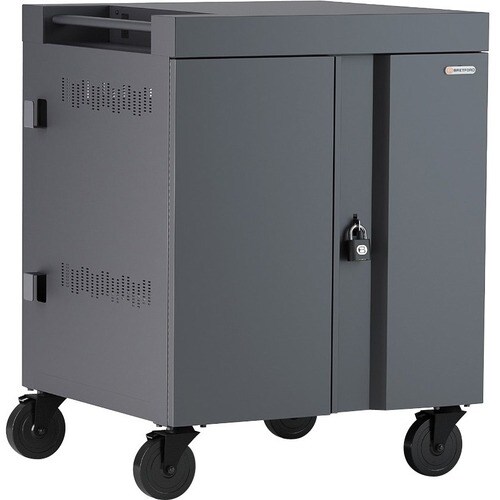 Bretford CUBE Cart - 2 Shelf - Push/Pull Handle - 4 Casters - Steel - 30" Width x 26.50" Depth x 37.50" Height - Black Pumice - For - TVC36PAC-270BP
