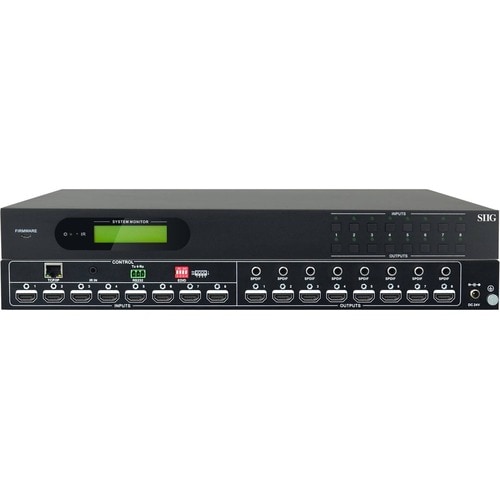 SIIG HDMI 2.0 8x8 Matrix Switcher - 4096 x 2160 - 4K - Twisted Pair - 8 x 8 - Display, Computer, Gaming Console, Blu-ray Disc Player, DVD - CE-H23X11-S1