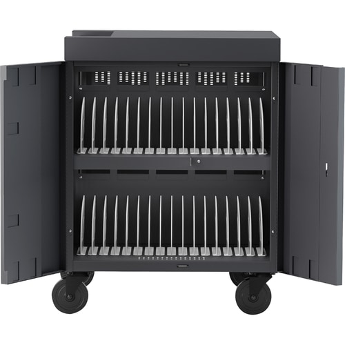 Bretford CUBE Cart - 2 Shelf - Push Handle - 4 Casters - Steel, Polypropylene - 30" Width x 26.50" Depth x 37.50" Height - Charcoal - For - TVC32PAC-90DC - Image 8