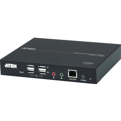 ATEN Dual HDMI KVM over IP Console Station-TAA Compliant - 64 Computer(s) - 1 Remote User(s) - 1920 x 1200 Maximum Video Resolution - 2 x Network (RJ-45) - KA8288
